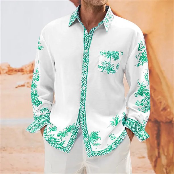 Camisa de manga larga para hombre, camisa estampada con botones, tela de alta calidad, lujosa, moda para fiesta, primavera y verano, gran oferta