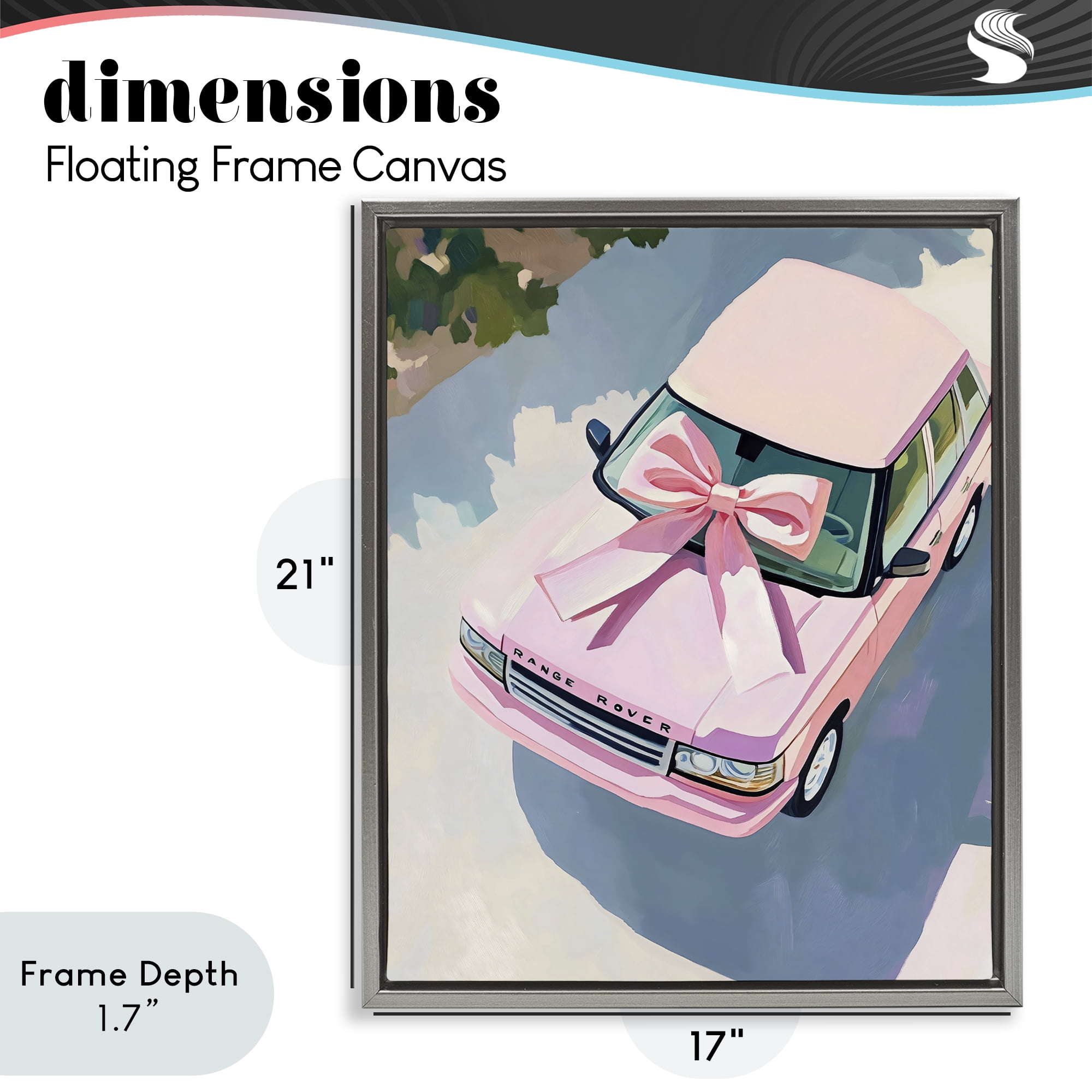 Stupell Industries Pink Luxury Rover with Ribbon Gray Framed Floater Canvas Wall Art, design by The Prints Vibe
