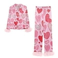 thumbnail image 4 of Valentine's Day Matching Pajamas for Couples Springs Women Pajama Sets V Neck Loungewear Women's Sleepwear Long Sleeve Shirts Womens Pjs Sets Pink, 4 of 5