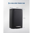 thumbnail image 3 of Kicctian 3.2 Gallon Kitchen Trash Can, Stainless Steel Step Garbage Bin with Soft Close Lid and Removable Bucket, Odor Control, Anti-Slip Base for Bathroom, Office, Kitchen, Black, 3 of 8