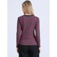 thumbnail image 3 of DARING DIVA Women's Casual Fitted Striped Long Sleeve Tees XL Pink Stripe, 3 of 6
