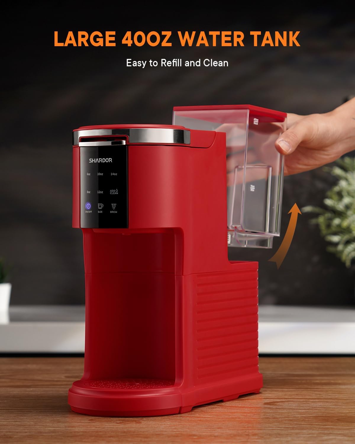 3 in 1 Single Serve Coffee Machine, K Cup Coffee Maker Compatible with Ground Coffee & Teas, 6 to 14oz Brew Sizes, 40oz Removable Water Tank, Descale Settings, Red