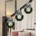 thumbnail image 5 of Mini Christmas Wreath 5 Inch Cabinet Door Hanging with Ribbon Bow Berries, Small Artificial Wreath for Kitchen Window Front Door, Farmhouse Wall Xmas Party Decor Ornament 2PC, 5 of 5