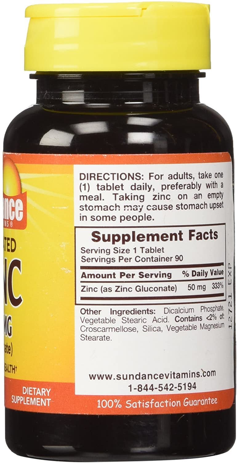 Sundance Chelated Zinc Gluconate Vitamin Antioxidant Non-GMO, 90ct, 6-Pack