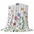 thumbnail image 6 of Spring Floral Blanket Soft Cozy Warm Throw Blanket for Couch, Plush Fuzzy Flannel Fleece Blankets for Sofa, Pink Blue Flowers Botanical Butterflies Bed Blankets Lightweight Gifts for Women, 40"x50", 6 of 9