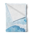 thumbnail image 2 of Starfish Soft Flannel Fleece Throw Blanket, Foaming Ocean Waves Graphic with Scallops and Seastar and Pebble Stones Bubbles, Cozy Plush for Indoor and Outdoor Use, 60" x 80", Multicolor, by Ambesonne, 2 of 5