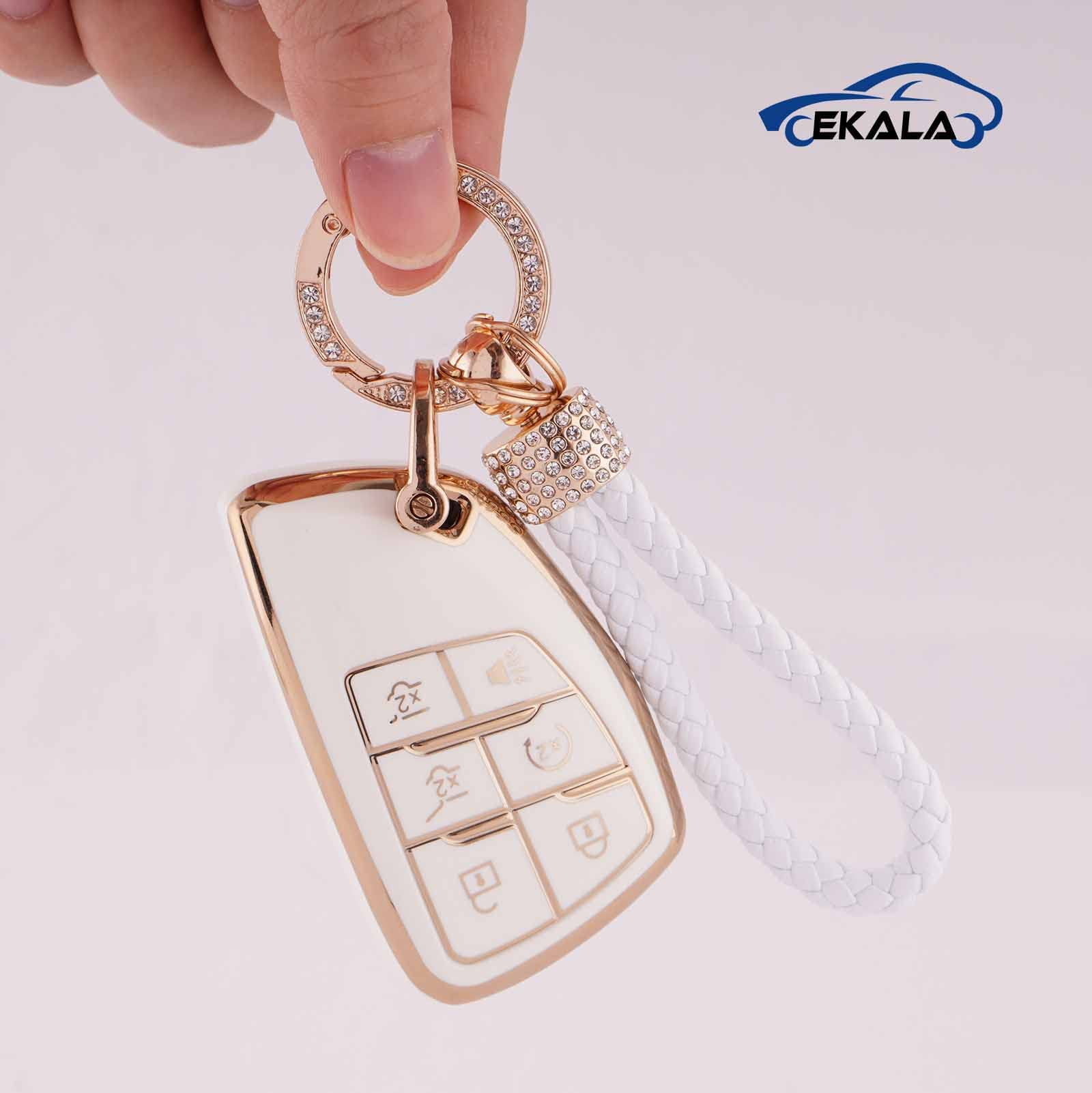 for Chevy Key Fob Cover with Keychain 6 Buttons Soft TPU Car Keys Shells Compatible with 2021 2022 Chevy Suburban Tahoe GMC Yukon Key Fob Protector