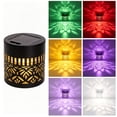 thumbnail image 2 of Solar Fence Lights Metal Solar Powered Outdoor Wall Deck Lights Lotus Theme Waterproof Fence Light for Garden Post Patio Backyard Yard Decor, 2 of 9