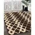 thumbnail image 3 of Ahgly Company Machine Washable Indoor Round Transitional Black Brown Area Rugs, 6' Round, 3 of 7