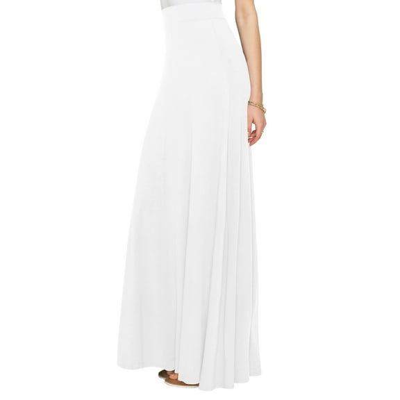 Made by Johnny Women's Solid Maxi Skirt with Elastic Waist Band XL WHITE