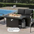 thumbnail image 2 of Gotland 8 Seats Outdoor Metal Patio Furniture Set with 55,000 BTU Gas Fire Pit Table w/Glass Wind Guard Patio Conversation Sectional Sofa Sets-Black, 2 of 9