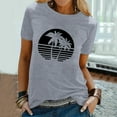 thumbnail image 2 of Xmyrz Casual Tops For Women Vintage Style Coconut Tree Print Sunny Short Sleeve Holiday Relaxation T-Shirt Casual Blouse, 2 of 4
