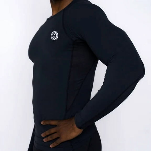 Massov ProForm Men's Compression Long-Sleeve Athletic Shirt, Night Black, Small