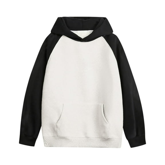 Men's Colorblock Hoodie Pullovers Casual Long Sleeve Hooded Sweatshirt Outdoor Athletic Raglan Shirts
