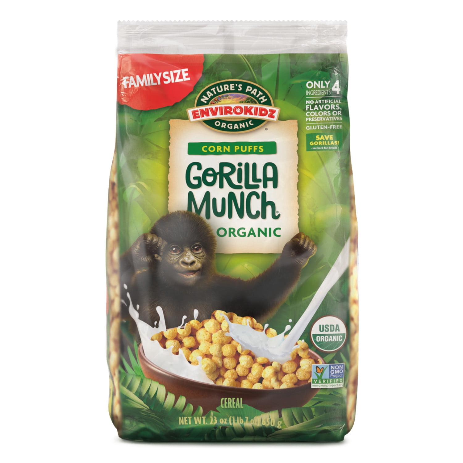 EnviroKidz Organic Gorilla Munch Breakfast Cereal, 23oz Bag (pack of 6)