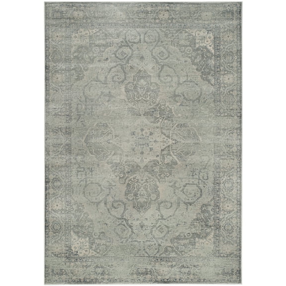 SAFAVIEH Vintage Milford Bordered Area Rug, Silver, 3'3" x 5'7"
