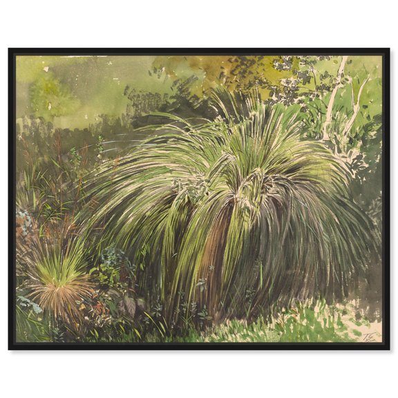A Corner of a Meadow with Fountain grass, c. 1870 Canvas Classic Landscapes by Art Remedy, Black Frame, 20" x 16"