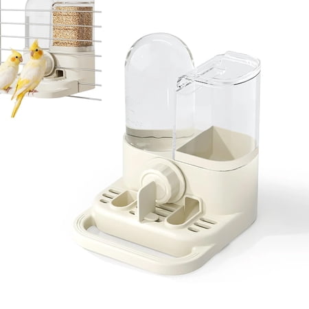 2-in-1 Automatic Bird Feeder and Waterer for Cage, Gravity Feed Food & Water Station, Transparent Reservoir, Space Saving Parakeet Feeder for Small Birds Cockatiels Finches