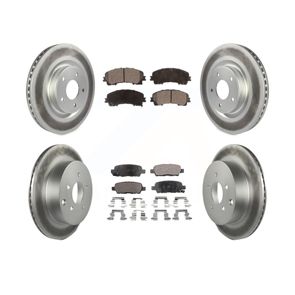 Front Rear Coated Disc Brake Rotors And SemiMetallic Pads Kit For