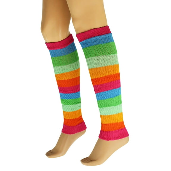 Women's 100% Cotton Knit Leg Warmers (1 Pair) - Colorful Stretchable Leg Accessories, 21" Length