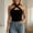 W-Black, variant on Adeawade Womens Tops Sleeveless Solid Color Crop T Shirts Criss Cross Halter Neck Classic Tee Daily Wear Xs Black