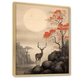 thumbnail image 2 of Designart "Oriental Design Cervine Ink I" Asian Floater Framed Canvas Print, 2 of 7
