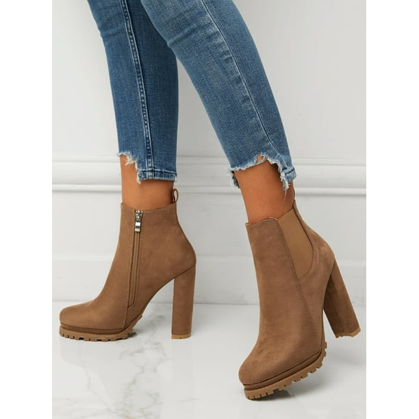 Brown ankle shop boots block heel