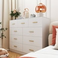 thumbnail image 4 of Ktaxon 9 Drawer Double Dresser Wood Dresser Storage Cabinet Drawer Organizer Chest Of Drawers, White, 4 of 11