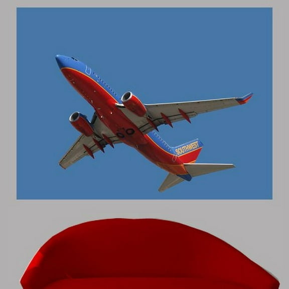 Wallhogs Chibi Southwest 737 Flyover Glossy Wall Mural