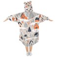 thumbnail image 2 of FORMRS Wearable Blanket Hoodie with Sleeves for Kids Cozy Flannel Sweatshirt, Cartoon Gray Houses, 2 of 7