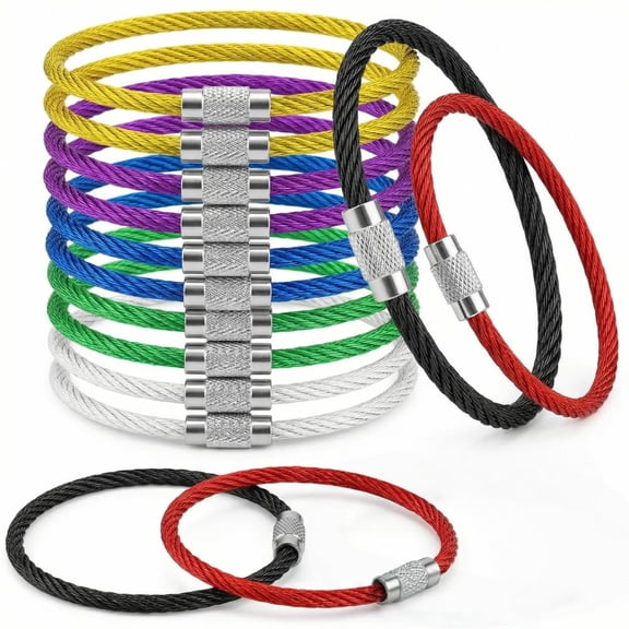 14Pack Stainless Steel Loops 2mm Coated Wire Keychain Cable Large Keyrings 6 inch Key Chain for Luggage Tags, Key Tags, Keyrings, Kitchen utensils, Duster-Assorted Colors