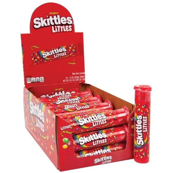 SKITTLES Littles Originals Rainbow St Patricks Day Mega Tubes Tiny Chewy Candy, 45.6 Oz, 24 Ct Bulk Box