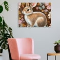 thumbnail image 3 of FCXZI Easter Bunnies and Wildflowers Spring Canvas Wall Art Painting Rabbit Floral Bunny Flower Brown Wall Decor Hanging  Asian Scenic Chic Chinoiserie Canvas Wall Art  16x12in, 3 of 6