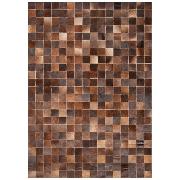 SAFAVIEH Studio Leather Kynaston Geometric Area Rug, Brown/Beige, 8' x 10'