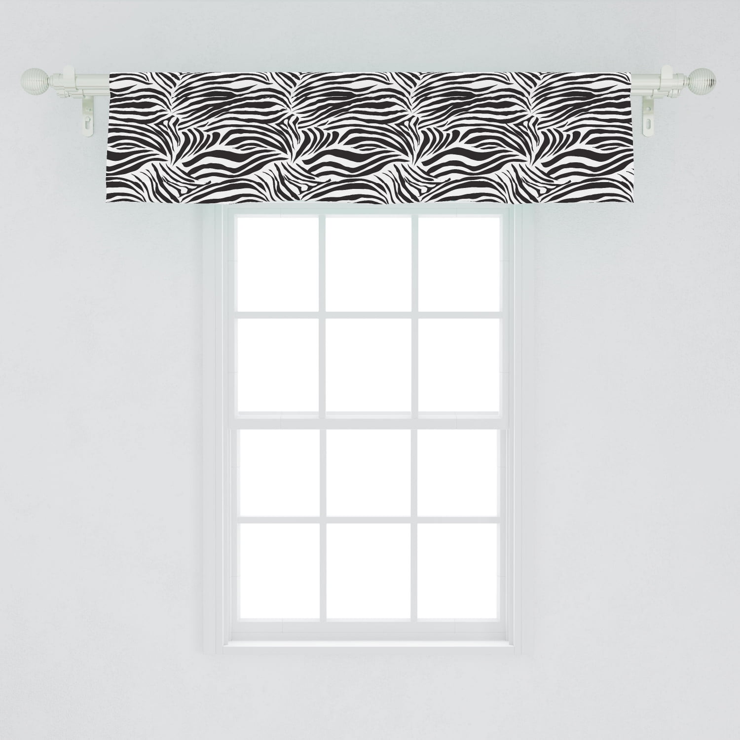 Zebra Print Window Valance, Striped Zebra Animal Print Nature Wildlife ...