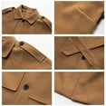 thumbnail image 4 of Long Woolen Coat Men, Single Breasted Casual Lapel Belted Trench Pea Coat Mid-length Jacket Overcoat wih Pockets (XL, Khaki), 4 of 6