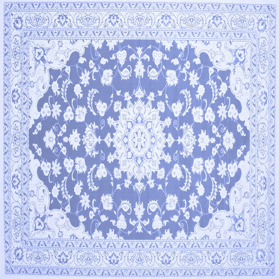 Ahgly Company Indoor Square Medallion Blue Traditional Area Rugs, 4' Square
