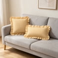 thumbnail image 4 of Plaid Throw Pillow Cover Blue White Checkered Ruffled Cushion Case, Vintage Farmhouse Square Pillow Sham with Ruffle for Sofa Couch Bed Living Room Decor 12x20 Inch, 4 of 4