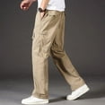 thumbnail image 4 of GuangCheng George Men Casual Loose Fit Cargo Pants Durable Blended Multi Pocket Elastic Waist Comfortable Outdoor Work Trousers,Size:XL, 4 of 5