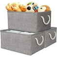 thumbnail image 1 of Elegant Home Solutions, cestas plegables, estructura de alambre resistente, utilidad para varias habitaciones, asas para facilitar el transporte, gris, paquete de 3, cesta de almacenamiento de lona, 1 of 5