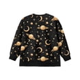 thumbnail image 5 of Xoenoiee Universe Star Print Girls Oversized Drop Shoulder Sweatshirt Long Sleeve Crewneck Pullover, Loose Fit Casual Top for Fall and Winter, 11-12 Years, 5 of 7