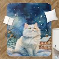 thumbnail image 4 of Hello Winter Persian Welcome Snowy Night Watercolor Vintage Cozy Sherpa Blanket Cat Lover Kitten Owner Gifts Warm Soft Throw Blanket - 01011, 4 of 5