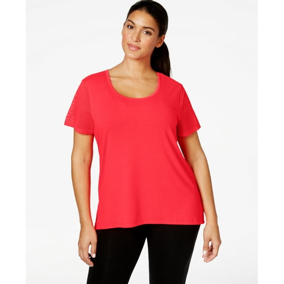 Jessica Simpson Womens Plus Size Partial Mesh Cutout Racerback T-Shirt Size 0X