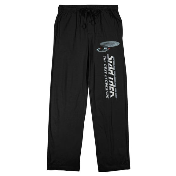 Star Trek: The Next Generation Logo and Enterprise Men's Black Sleep Pants-Small