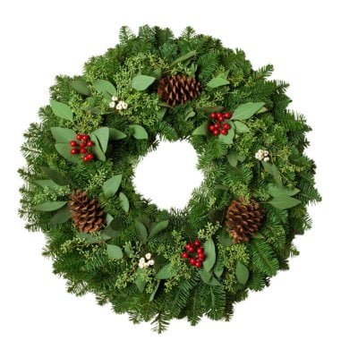 Fresh Greens 24 Eucalyptus Berry Wreath Walmart Com Walmart Com
