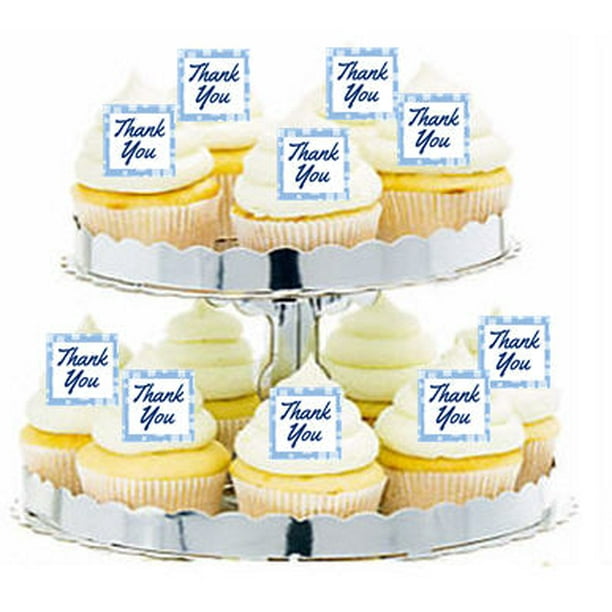 24pk Thank You Blue Edible Cupcake Decoration Toppers Picks Walmart Com 24pk Thank You Blue Edible Cupcake Decoration Toppers Picks Walmart Com