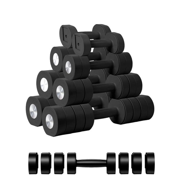 Juego de 2 Mancuernas Ajustables, Juego de Aancuernas de Peso Libre 4 en 1 para Mujer, Cada Una de 1 kg, 2 kg, 3 kg, 4 kg con Mango de Goma Suave ABS para Perfecto para Hacer Ejercicio en Casa