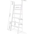 thumbnail image 3 of Bamboo Blanket Ladder, 6 Tier Blanket Holder, 68.9 Inch Tall Blanket Rack, Ladder Shelf Against The Wall, Rustic Bamboo Quilt Rack Stand in Bathroom, Living Room, Bedroom, White, 3 of 8