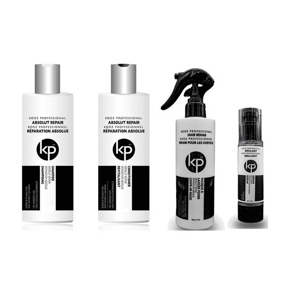 Kode Professional Absolut Repair Shampoo (8 floz) Conditioner (8 floz) Hair Rehab Mask (8 floz) Brilliant Serum (1.69 floz) | Paraben Sulfate Free