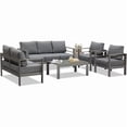thumbnail image 3 of Grey 5-Piece Aluminum Patio Conversation Set with Dark Grey Cushions, 3 of 7
